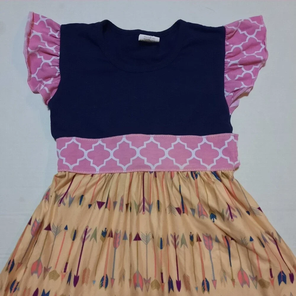 Boutique Girls Mixed Print Arrow Dress 4T